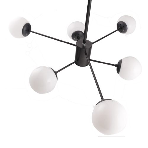 Colgante de metal y vidrio 6xE27 negro 55x67cm